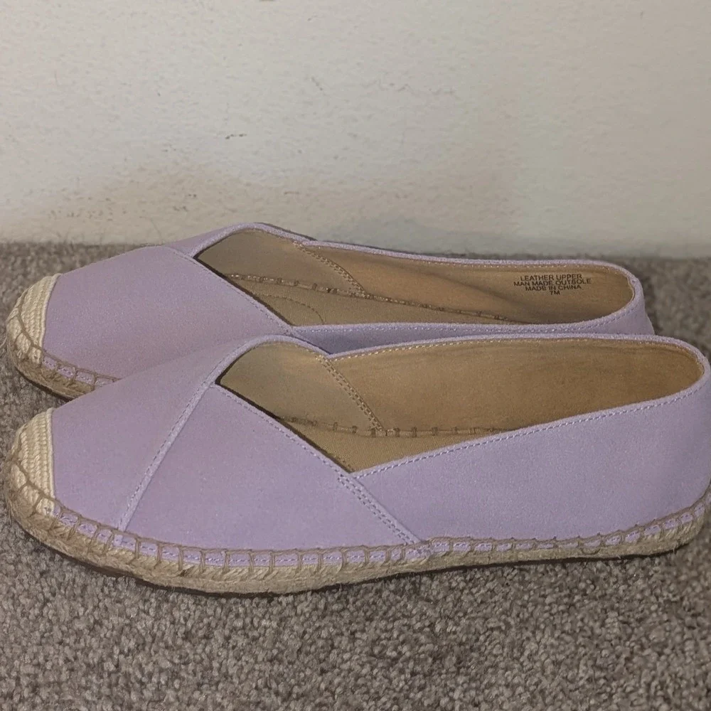 Talbots Womens‎ Lavender Purple Suede Leather Espadrille Flats Shoes Size 7 NWOT